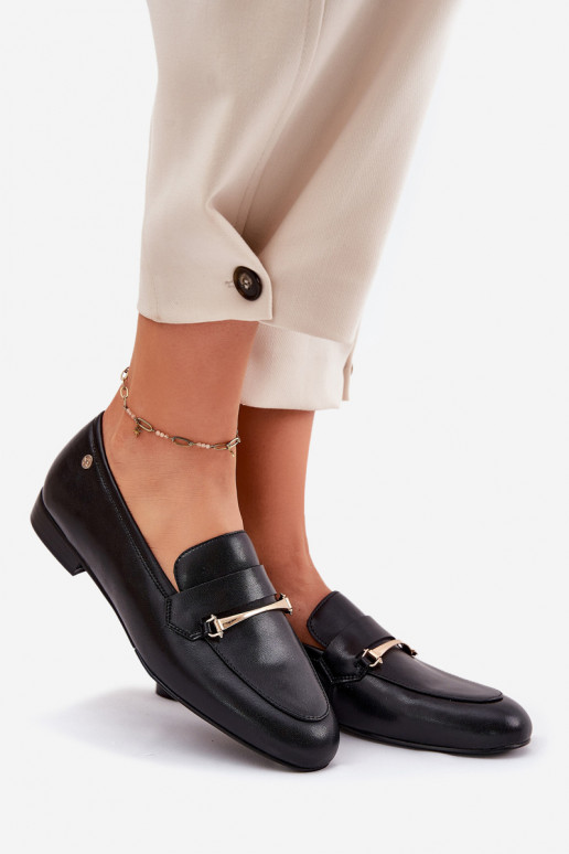 Haut Schuhe Mokassins für Damen Es mussciejka K6809-01 schZuarze Farbe