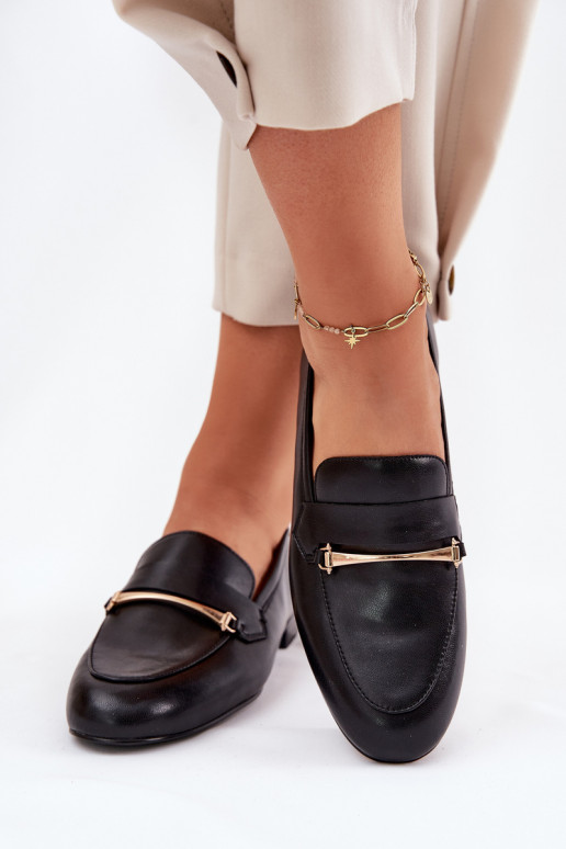 Haut Schuhe Mokassins für Damen Es mussciejka K6809-01 schZuarze Farbe