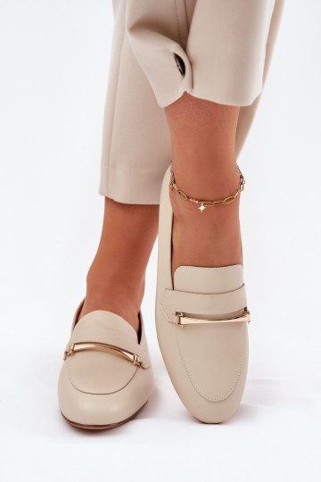 Haut Schuhe Mokassins für Damen Es mussciejka K6809-04 Beige