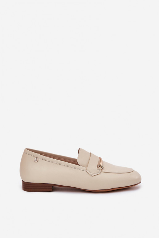Haut Schuhe Mokassins für Damen Es mussciejka K6809-04 Beige