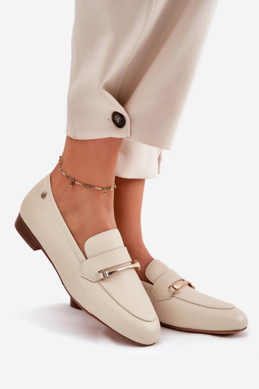 Haut Schuhe Mokassins für Damen Es mussciejka K6809-04 Beige