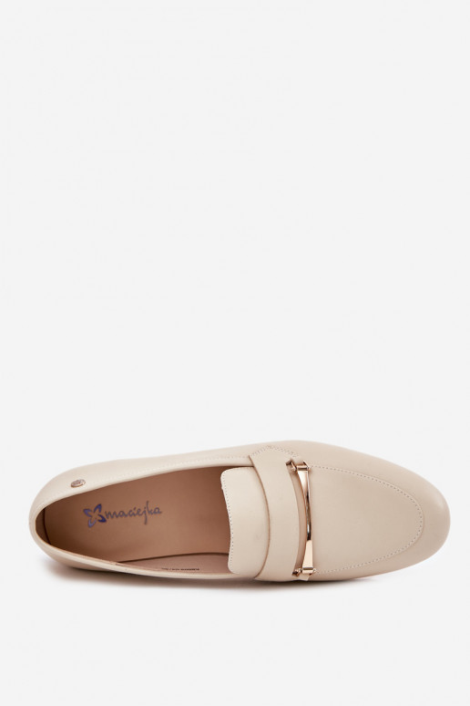 Haut Schuhe Mokassins für Damen Es mussciejka K6809-04 Beige