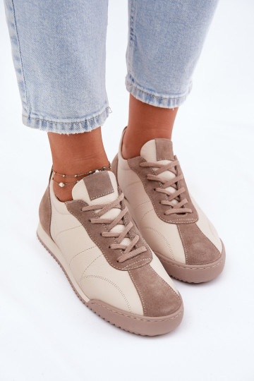 Leder Sneakers Laura Messi 2935 in sandfarben