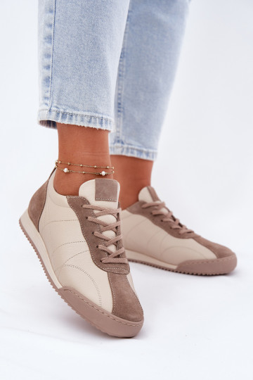 Leder Sneakers Laura Messi 2935 in sandfarben 2