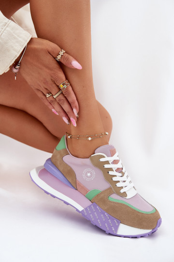 aus INildleder Sneakers Stilvollllschuhe Feminin mit einer Plattform Big Star RR274815 HI-POLY SYSTEM pinke Farbe