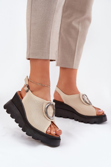 Damen Sandalen auf Plateau mit Ornamenten Artiker 56C0111 in sandfarben 2