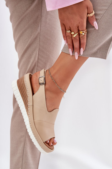 Damensandalen Haut Auf einem Keil Artiker 56C0919 Beige