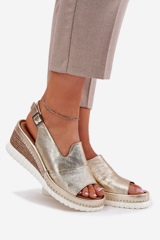 Damensandalen Haut Auf einem Keil Artiker 56C0920 goldene Farbe Damensandalen Haut Auf einem Keil Artiker 56C0920 goldene Farbe