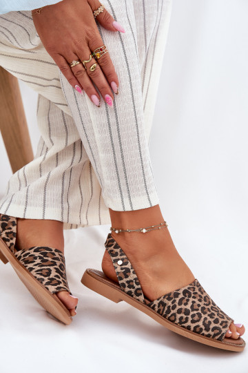 Zazoo 40327 Leder-Einschlüpfsandalen mit Leopardenmuster