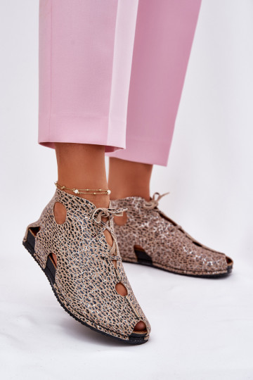 Gestreifte Lederstiefeletten Tai turiciejka 03426-49 mit Leopardenfell-Muster 2