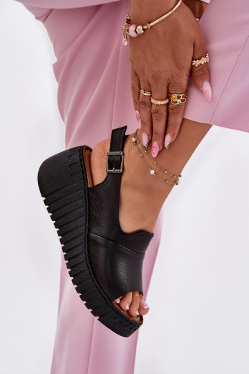 DamensandalenErmöglichtturalnej Skóry Auf einem Keil Artiker 54C0791 schZuarze Farbe 2