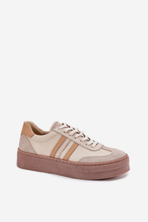 Haut Sneakers Stilvollllschuhe Feminin mit einer Plattform Zazoo N1234 Beige Haut Sneakers Stilvollllschuhe Feminin mit einer Plattform Zazoo N1234 Beige