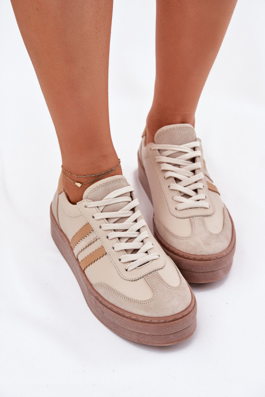 Haut Sneakers Stilvollllschuhe Feminin mit einer Plattform Zazoo N1234 Beige Haut Sneakers Stilvollllschuhe Feminin mit einer Plattform Zazoo N1234 Beige