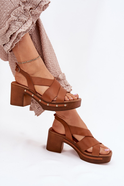 Damensandalen mit Absatz Zazoo 1081 braune Farbe Damensandalen mit Absatz Zazoo 1081 braune Farbe