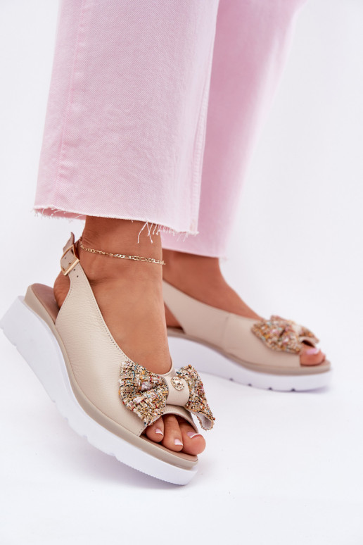 Damensandalen Feminin Auf einem Keil mit Bändern Zazoo 1882 Beige Damensandalen Feminin Auf einem Keil mit Bändern Zazoo 1882 Beige