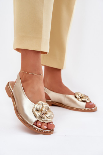 Haut Flache Sandalen mit Ornamenten CheBello 4642 goldene Farbe