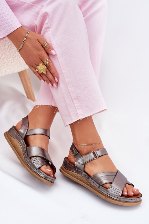 Damensandalen Feminin mit einer Plattform Es mussciejka L7064-35 graue Farbe Damensandalen Feminin mit einer Plattform Es mussciejka L7064-35 graue Farbe