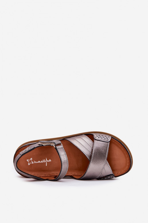 Damensandalen Feminin mit einer Plattform Es mussciejka L7064-35 graue Farbe Damensandalen Feminin mit einer Plattform Es mussciejka L7064-35 graue Farbe