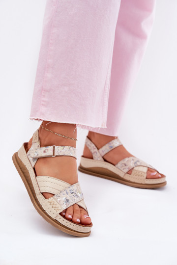 Damensandalen Feminin mit einer Plattform Es mussciejka L7064-37 elfenbeinfarbe 2