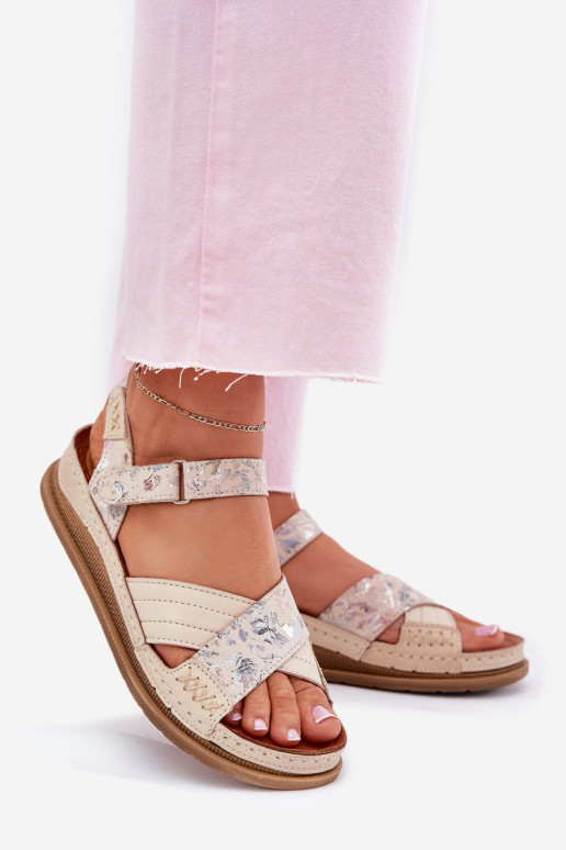 Damensandalen Feminin mit einer Plattform Es mussciejka L7064-37 elfenbeinfarbe Damensandalen Feminin mit einer Plattform Es mussciejka L7064-37 elfenbeinfarbe