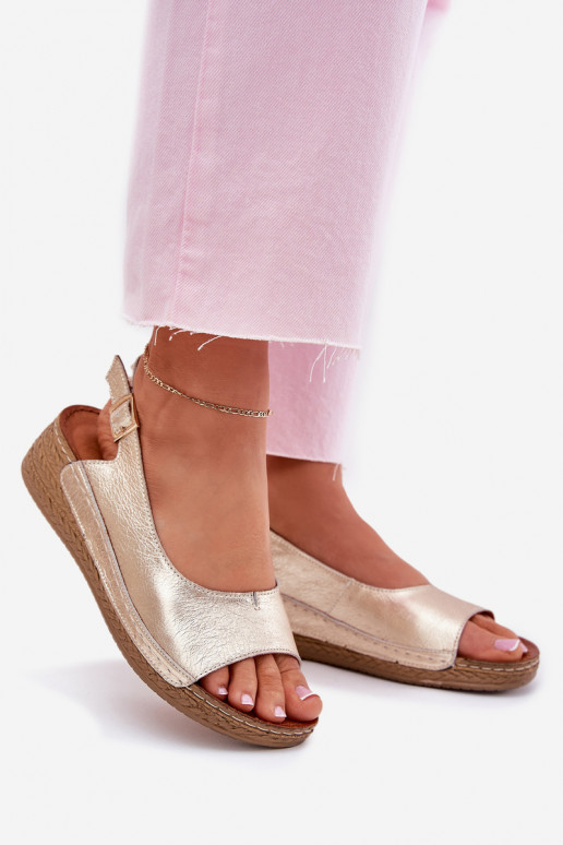 Damensandalen Feminin Auf einem Keil Es mussciejka L7069 -25 goldene Farbe Damensandalen Feminin Auf einem Keil Es mussciejka L7069 -25 goldene Farbe