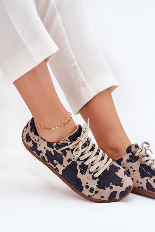 aus INildleder lässige Schuhe Barefoot Feminin IN Łaty Zazoo N1120 braun-Beige aus INildleder lässige Schuhe Barefoot Feminin IN Łaty Zazoo N1120 braun-Beige