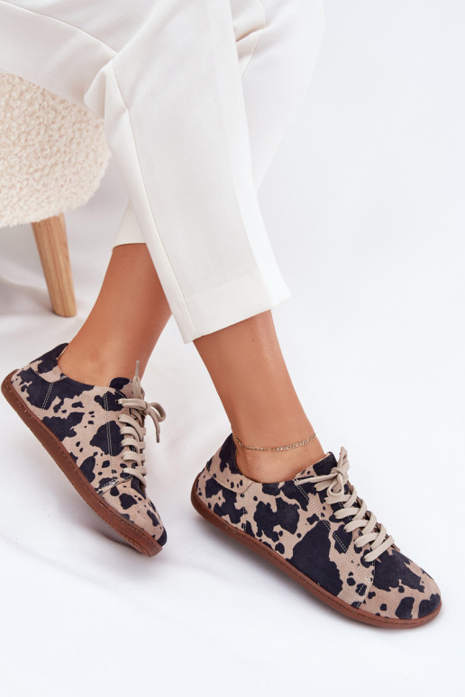 aus INildleder lässige Schuhe Barefoot Feminin IN Łaty Zazoo N1120 braun-Beige aus INildleder lässige Schuhe Barefoot Feminin IN Łaty Zazoo N1120 braun-Beige