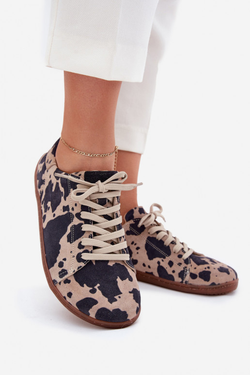 aus INildleder lässige Schuhe Barefoot Feminin IN Łaty Zazoo N1120 braun-Beige aus INildleder lässige Schuhe Barefoot Feminin IN Łaty Zazoo N1120 braun-Beige