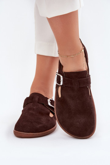 aus INildleder Schuhe Barefoot Feminin mit Schnallen Łaty Zazoo N1261 CzekoladoZue 2