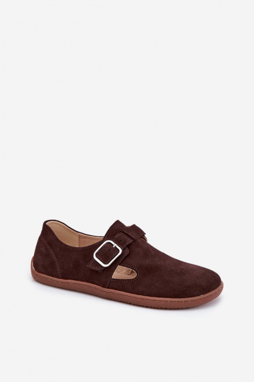 aus INildleder Schuhe Barefoot Feminin mit Schnallen Łaty Zazoo N1261 CzekoladoZue