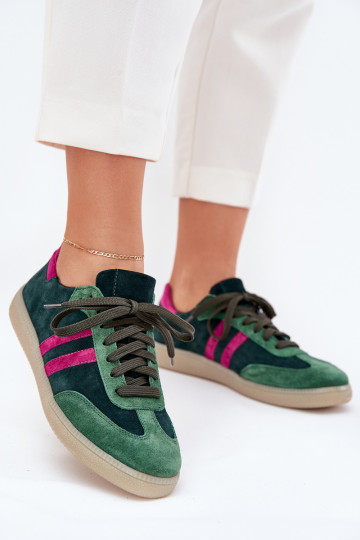 Chaki-farbene Wildlederschuhe für Frauen im Low-Top-Stil Zazoo N1068