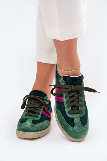 Zazoo N1068 aus INildleder Niedrig Sneakers Stilvollllschuhe Feminin Khaki-Farbe-Farbe 2