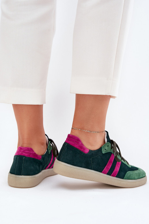 Zazoo N1068 aus INildleder Niedrig Sneakers Stilvollllschuhe Feminin Khaki-Farbe-Farbe