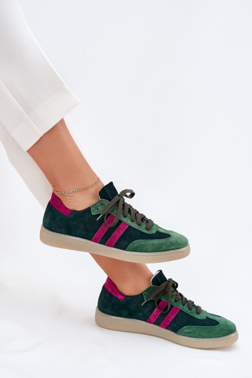 Zazoo N1068 aus INildleder Niedrig Sneakers Stilvollllschuhe Feminin Khaki-Farbe-Farbe