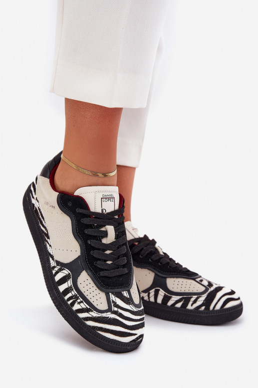 Sneakers Stilvollllschuhe Feminin Daniel Lopez Just Dare SS2D4015 Zebra Beige Sneakers Stilvollllschuhe Feminin Daniel Lopez Just Dare SS2D4015 Zebra Beige