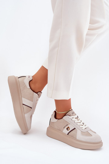 Haut Feminin Sneakers Stilvollllschuhe mit einer Plattform Daniel Lopez Just Dare SS2D4003 Beige