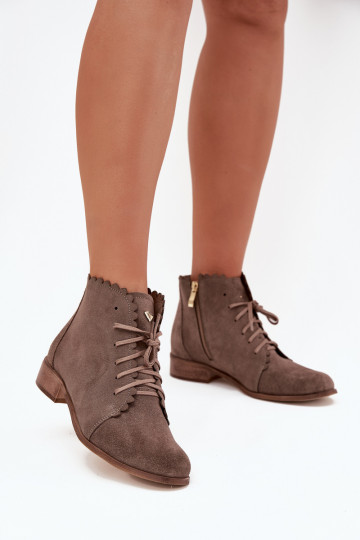 Zazoo 2964 INildlederschuhe mit breiten Absätzen Beige