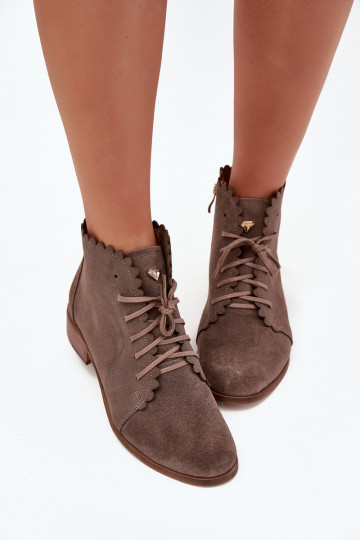 Wildleder Stiefeletten mit breiten Absätzen Zazoo 2964 sandfarben 2