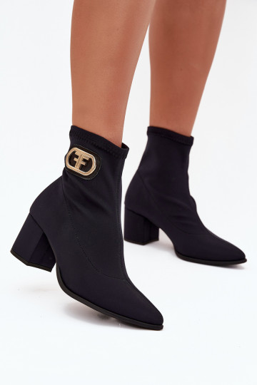 Damen Stiefeletten mit goldenen Details Zazoo 3128 schwarz 2