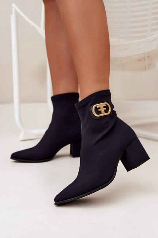 Damenstiefel Ze goldene Farbem Detalem Zazoo 3128 schZuarze Farbe