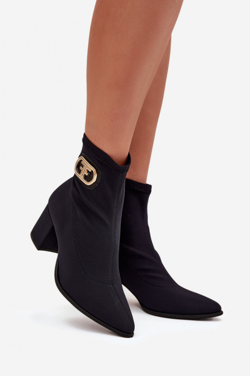 Damenstiefel Ze goldene Farbem Detalem Zazoo 3128 schZuarze Farbe