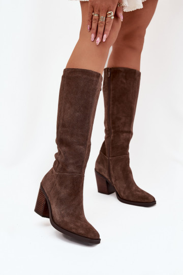 aus INildleder Stiefel mit Absätzen Sperren braune Farbe Lissara