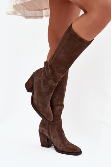 aus INildleder Stiefel mit Absätzen Sperren braune Farbe Lissara 2