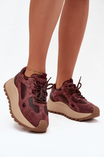 Haut Sneakers Stilvollllschuhe mit einer Plattform Feminin Big Star SS274625 HI-POLY SYSTEM Burgund 2