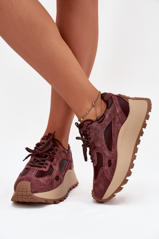 Haut Sneakers Stilvollllschuhe mit einer Plattform Feminin Big Star SS274625 HI-POLY SYSTEM Burgund Haut Sneakers Stilvollllschuhe mit einer Plattform Feminin Big Star SS274625 HI-POLY SYSTEM Burgund