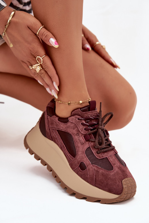 Haut Sneakers Stilvollllschuhe mit einer Plattform Feminin Big Star SS274625 HI-POLY SYSTEM Burgund Haut Sneakers Stilvollllschuhe mit einer Plattform Feminin Big Star SS274625 HI-POLY SYSTEM Burgund