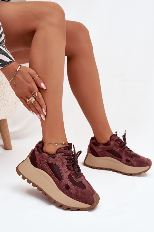 Haut Sneakers Stilvollllschuhe mit einer Plattform Feminin Big Star SS274625 HI-POLY SYSTEM Burgund Haut Sneakers Stilvollllschuhe mit einer Plattform Feminin Big Star SS274625 HI-POLY SYSTEM Burgund