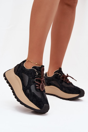 Haut Sneakers Stilvollllschuhe mit einer Plattform Feminin Big Star SS274628 HI-POLY SYSTEM schZuarze Farbe 2