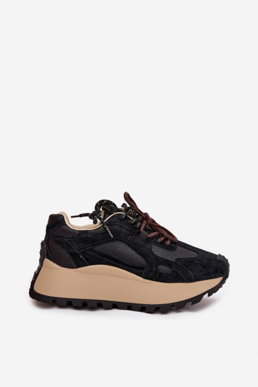 Haut Sneakers Stilvollllschuhe mit einer Plattform Feminin Big Star SS274628 HI-POLY SYSTEM schZuarze Farbe