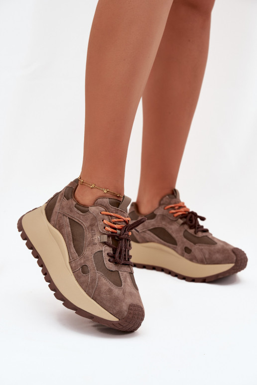 Haut Sneakers Stilvollllschuhe mit einer Plattform Feminin Big Star SS274627 HI-POLY SYSTEM Beige